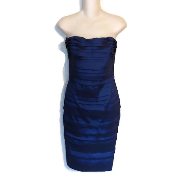 Social Occasions by Mon Cheri Strapless Taffeta Navy Blue Dress Size Women's 10 - Picture 4 of 8